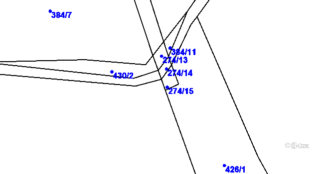 Parcela st. 274/15 v KÚ Záboří u Proseče, Katastrální mapa