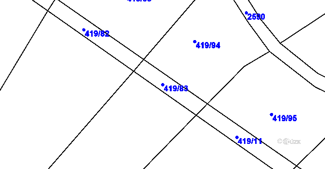 Parcela st. 419/83 v KÚ Záboří u Proseče, Katastrální mapa