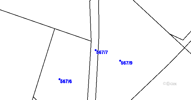 Parcela st. 567/7 v KÚ Záboří u Proseče, Katastrální mapa