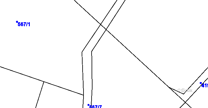 Parcela st. 567/8 v KÚ Záboří u Proseče, Katastrální mapa