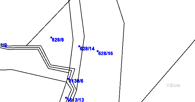 Parcela st. 628/16 v KÚ Záboří u Proseče, Katastrální mapa