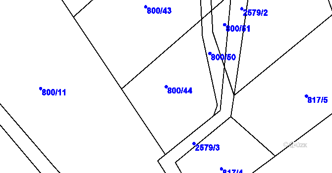 Parcela st. 800/44 v KÚ Záboří u Proseče, Katastrální mapa