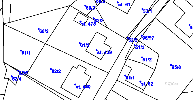 Parcela st. 439 v KÚ Záboří u Proseče, Katastrální mapa