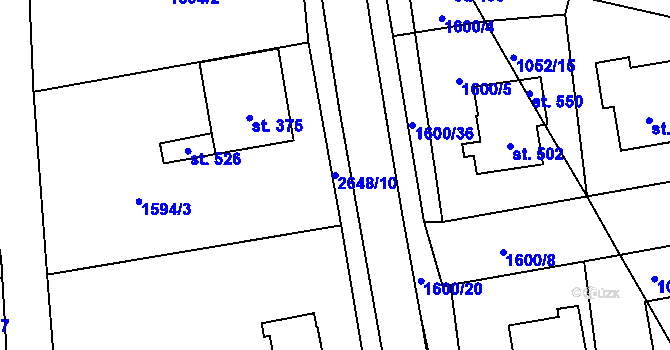 Parcela st. 2648/10 v KÚ Záboří u Proseče, Katastrální mapa