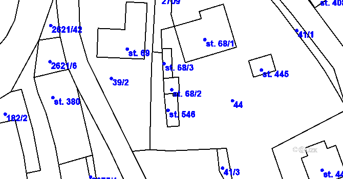 Parcela st. 68/2 v KÚ Záboří u Proseče, Katastrální mapa