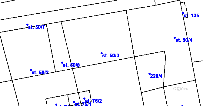 Parcela st. 50/3 v KÚ Proseč-Obořiště, Katastrální mapa
