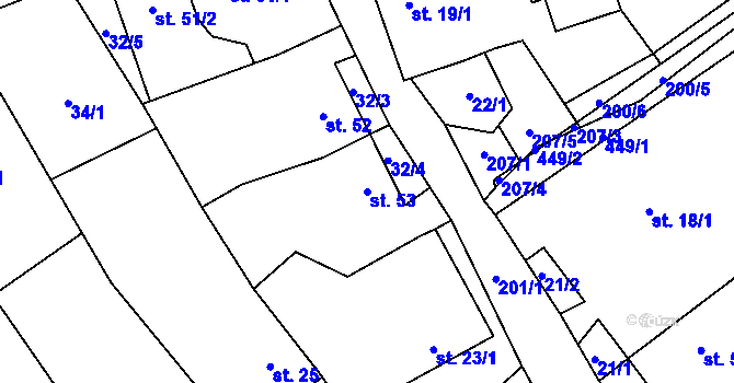 Parcela st. 53 v KÚ Proseč-Obořiště, Katastrální mapa