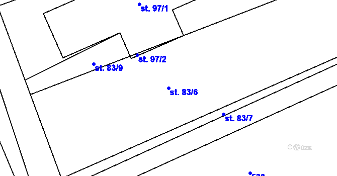 Parcela st. 83/6 v KÚ Proseč-Obořiště, Katastrální mapa