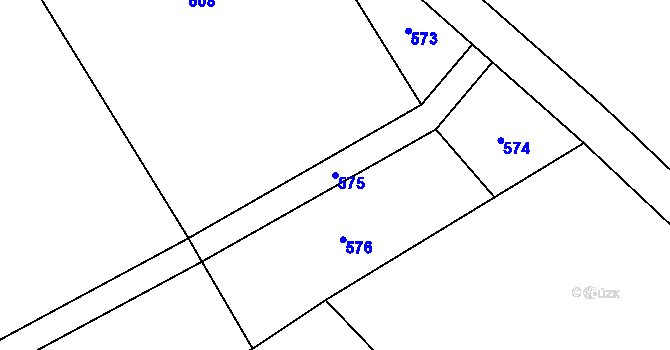 Parcela st. 575 v KÚ Proseč-Obořiště, Katastrální mapa