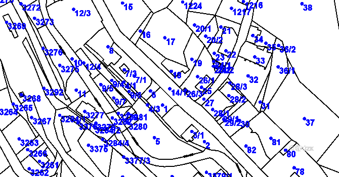 Parcela st. 14/1 v KÚ Proseč nad Nisou, Katastrální mapa