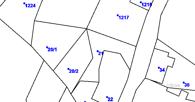 Parcela st. 21 v KÚ Proseč nad Nisou, Katastrální mapa