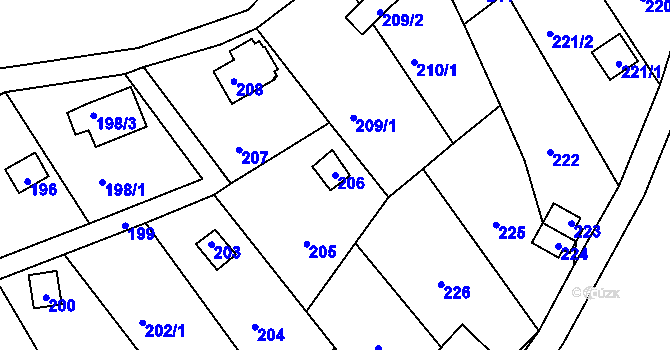 Parcela st. 206 v KÚ Proseč nad Nisou, Katastrální mapa