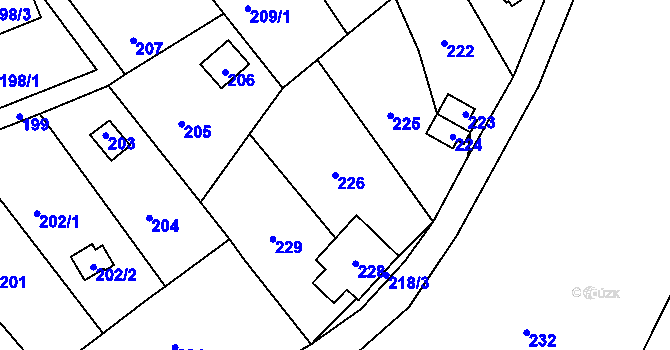 Parcela st. 226 v KÚ Proseč nad Nisou, Katastrální mapa