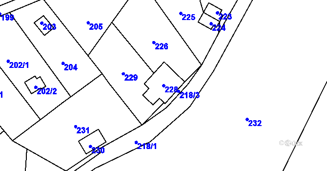 Parcela st. 228 v KÚ Proseč nad Nisou, Katastrální mapa