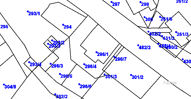Parcela st. 296 v KÚ Proseč nad Nisou, Katastrální mapa
