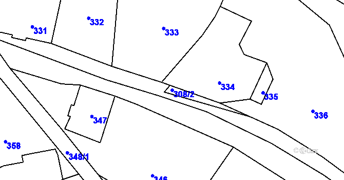 Parcela st. 308/2 v KÚ Proseč nad Nisou, Katastrální mapa