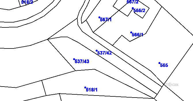 Parcela st. 537/42 v KÚ Proseč nad Nisou, Katastrální mapa