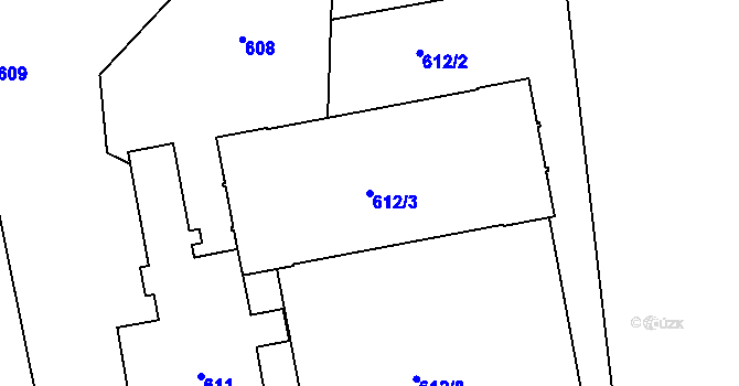 Parcela st. 612/3 v KÚ Proseč nad Nisou, Katastrální mapa