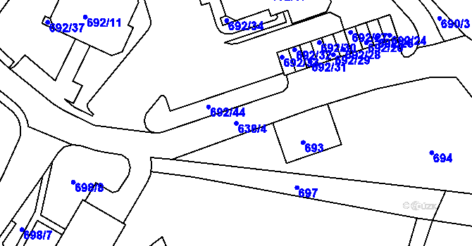 Parcela st. 638/4 v KÚ Proseč nad Nisou, Katastrální mapa