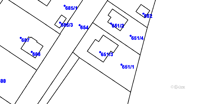 Parcela st. 651/3 v KÚ Proseč nad Nisou, Katastrální mapa