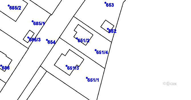 Parcela st. 651/4 v KÚ Proseč nad Nisou, Katastrální mapa