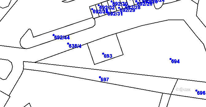 Parcela st. 693 v KÚ Proseč nad Nisou, Katastrální mapa