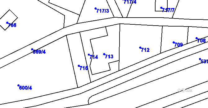 Parcela st. 713 v KÚ Proseč nad Nisou, Katastrální mapa