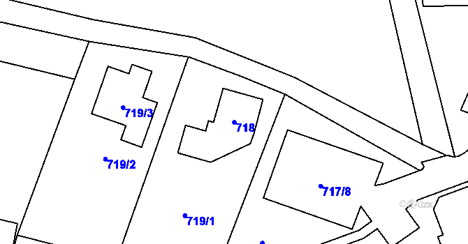 Parcela st. 718 v KÚ Proseč nad Nisou, Katastrální mapa