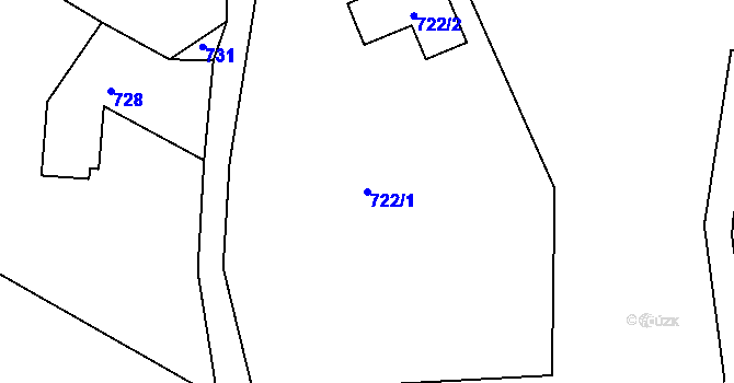 Parcela st. 722/1 v KÚ Proseč nad Nisou, Katastrální mapa