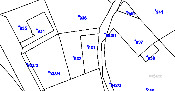 Parcela st. 931 v KÚ Proseč nad Nisou, Katastrální mapa