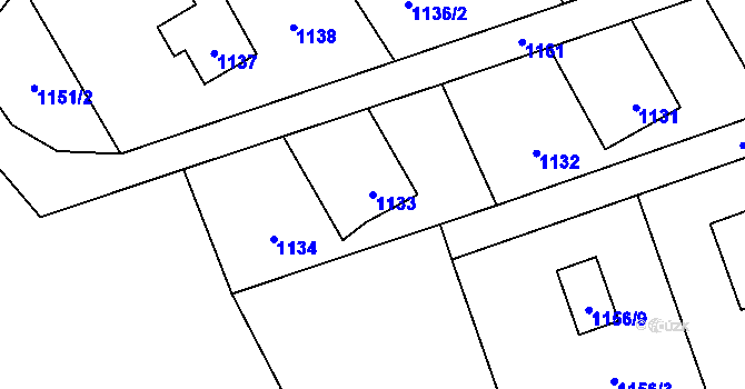 Parcela st. 1133 v KÚ Proseč nad Nisou, Katastrální mapa