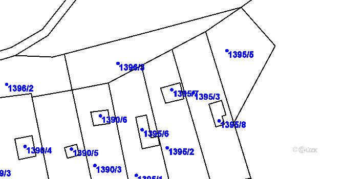 Parcela st. 1395/7 v KÚ Proseč nad Nisou, Katastrální mapa