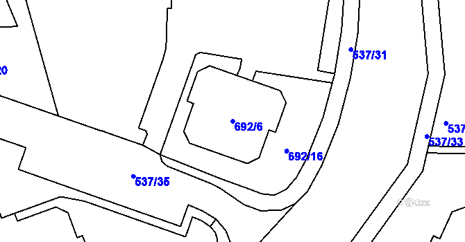Parcela st. 692/6 v KÚ Proseč nad Nisou, Katastrální mapa