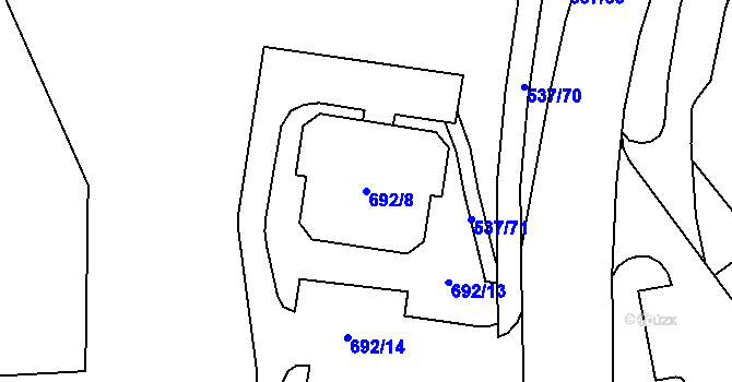 Parcela st. 692/8 v KÚ Proseč nad Nisou, Katastrální mapa