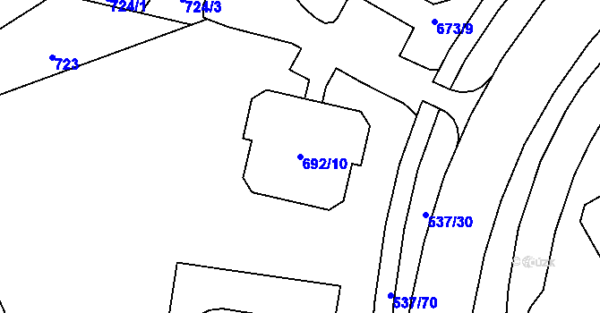 Parcela st. 692/10 v KÚ Proseč nad Nisou, Katastrální mapa