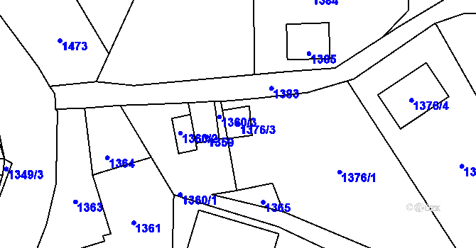 Parcela st. 1376/3 v KÚ Proseč nad Nisou, Katastrální mapa