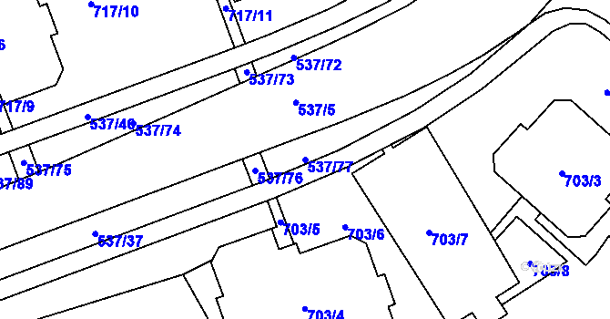 Parcela st. 537/77 v KÚ Proseč nad Nisou, Katastrální mapa