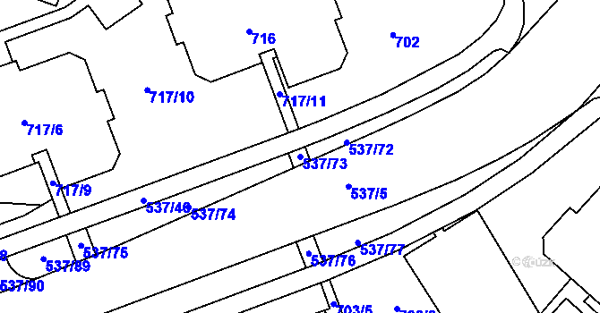 Parcela st. 537/73 v KÚ Proseč nad Nisou, Katastrální mapa