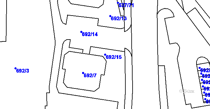 Parcela st. 692/15 v KÚ Proseč nad Nisou, Katastrální mapa