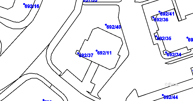 Parcela st. 692/11 v KÚ Proseč nad Nisou, Katastrální mapa