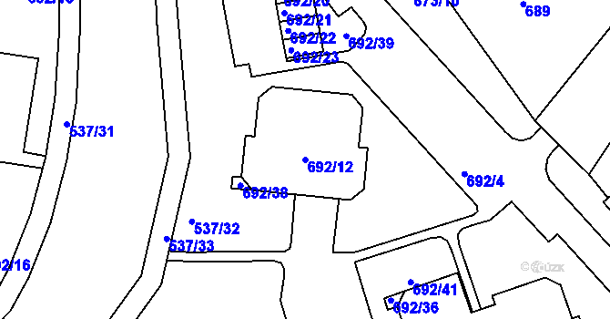 Parcela st. 692/12 v KÚ Proseč nad Nisou, Katastrální mapa