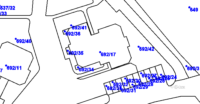 Parcela st. 692/17 v KÚ Proseč nad Nisou, Katastrální mapa