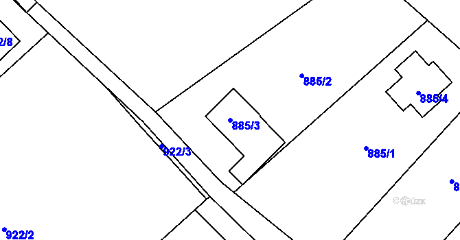 Parcela st. 885/3 v KÚ Proseč nad Nisou, Katastrální mapa