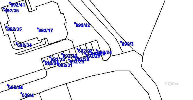 Parcela st. 692/24 v KÚ Proseč nad Nisou, Katastrální mapa