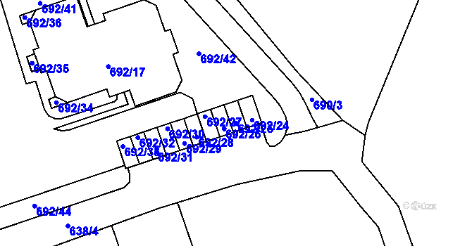Parcela st. 692/25 v KÚ Proseč nad Nisou, Katastrální mapa