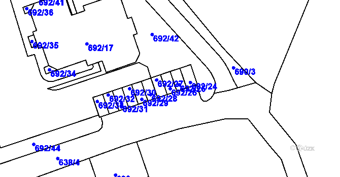 Parcela st. 692/26 v KÚ Proseč nad Nisou, Katastrální mapa