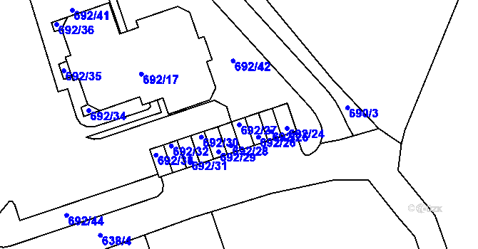 Parcela st. 692/27 v KÚ Proseč nad Nisou, Katastrální mapa