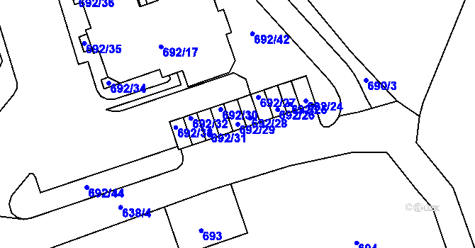 Parcela st. 692/29 v KÚ Proseč nad Nisou, Katastrální mapa