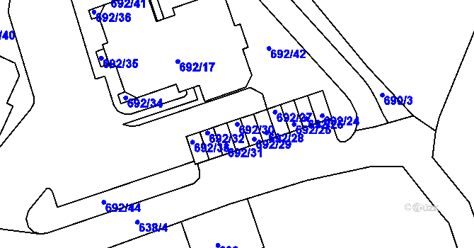 Parcela st. 692/30 v KÚ Proseč nad Nisou, Katastrální mapa