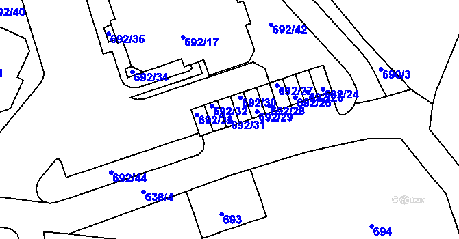 Parcela st. 692/31 v KÚ Proseč nad Nisou, Katastrální mapa